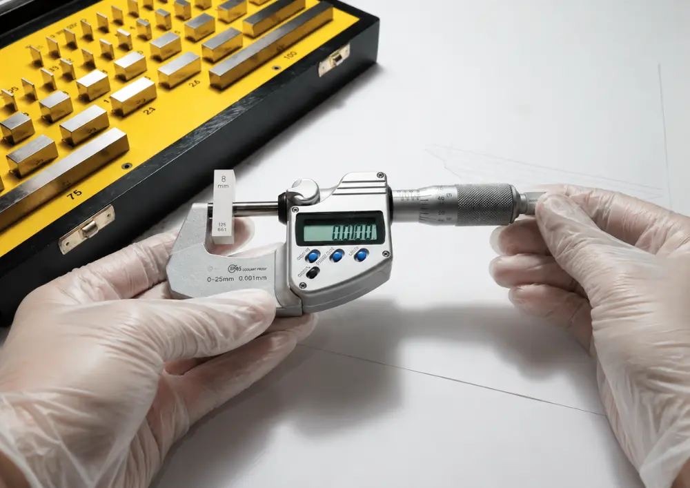 Mitutoyo Micrometer for Accurate Brass Components Thickness and Diameter Inspection